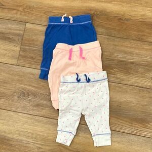 5/$15 Bundle of 3 Cat & Jack Infant Girl’s Blue White and Pink Pants 3-6M